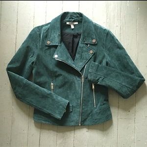 Zara Trafulac Green Suede Moto Jacket